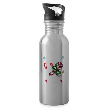 Mignon Drôle Candy Cane Crew Drôle de bonbons de Noël - Gourde avec paille intégrée - argent clair - Droite