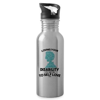 Autism Puzzle Asperger Syndrome - Water bottle with straw - silver - Right