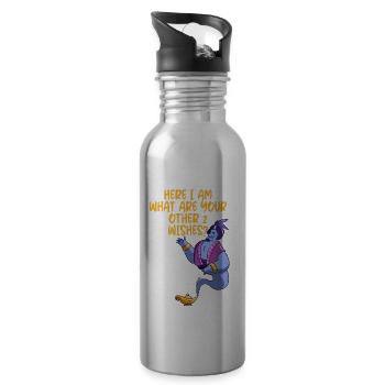 Here I Am, What Are Your Other 2 Wishes - Trinkflasche mit integriertem Trinkhalm - Lightsilver - Rechts