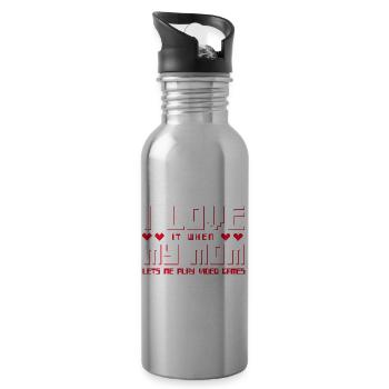 I Love My Mom - Gaming - Trinkflasche mit integriertem Trinkhalm - Lightsilver - Rechts
