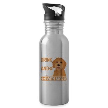 Kaffee Trinken Und Kuscheln Mit Goldendoodle - Trinkflasche mit integriertem Trinkhalm - Lightsilver - Rechts