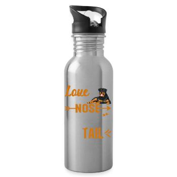 Rottweiler Love Is Wet Nose Wagging Tail Funny - Trinkflasche mit integriertem Trinkhalm - Lightsilver - Rechts