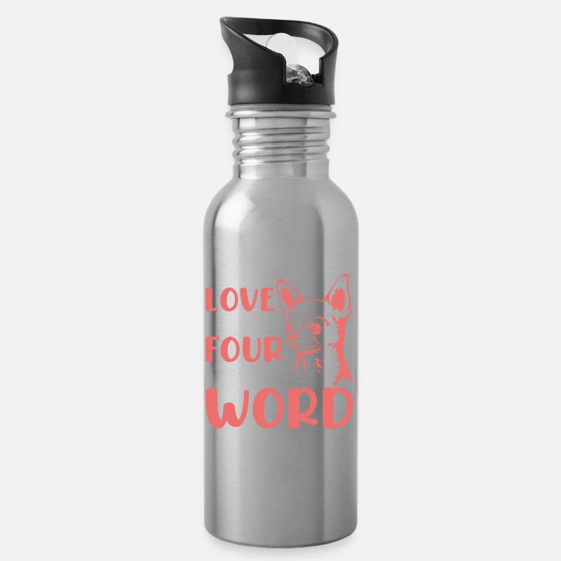 Chihuahua Liebe Vierbeiner Wort Lustiger - Trinkflasche mit integriertem Trinkhalm - Lightsilver