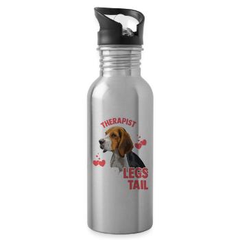 Beagle Therapeut Hat Vier Beine Lustige - Trinkflasche mit integriertem Trinkhalm - Lightsilver - Rechts