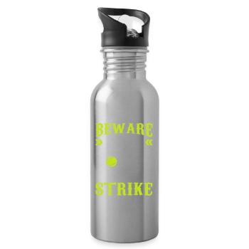 Ball Over To Beat Tennis Fun Sports Player - Water bottle with straw - silver - Right