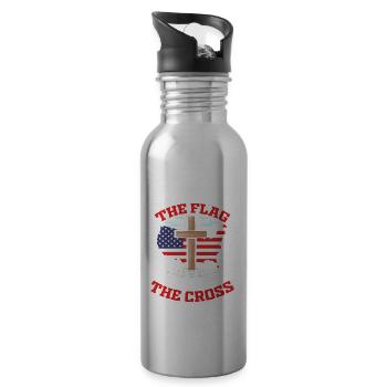 I Proudly Stand For The Flag And Kneel For The - Trinkflasche mit integriertem Trinkhalm - Lightsilver - Rechts