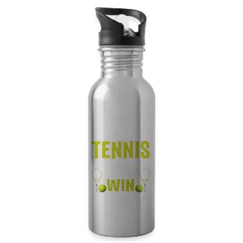 If you want to play tennis funny - Water bottle with straw - silver - Right