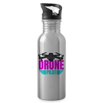 Drone Drone Pilot Drone Operator Quadcopter - Water bottle with straw - silver - Right