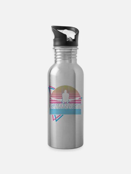 Gymnastik Turnerin Retro - Trinkflasche mit integriertem Trinkhalm - Lightsilver
