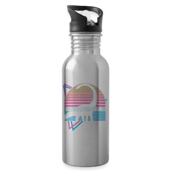 Brachiosaurus Dinosaur Retro - Water bottle with straw - silver - Right