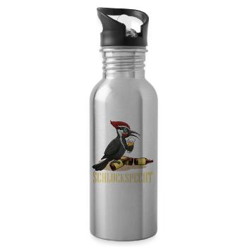 Schluckspecht Bier Alkohol Saufen Party Feiern - Trinkflasche mit integriertem Trinkhalm - Lightsilver - Rechts