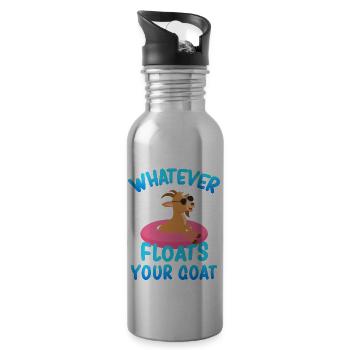 Whatever Floats Your Goat - Trinkflasche mit integriertem Trinkhalm - Lightsilver - Rechts