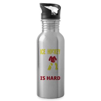 Lustiges Eishockey Hockey Geschenk Geschenkidee - Trinkflasche mit integriertem Trinkhalm - Lightsilver - Rechts