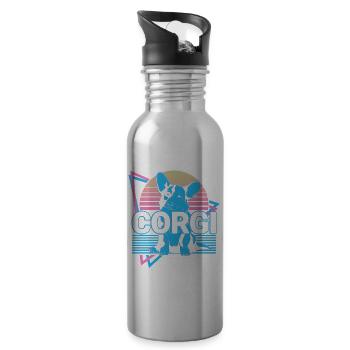 Corgi Rétro - Gourde avec paille intégrée - argent clair - Droite