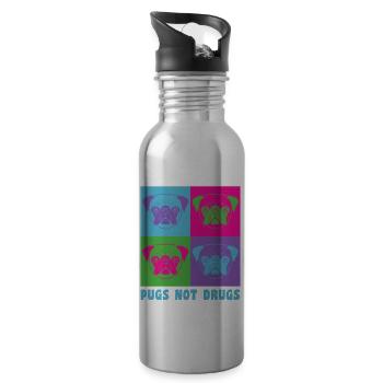 Pugs Not Drugs - Say No To Drugs - Trinkflasche mit integriertem Trinkhalm - Lightsilver - Rechts