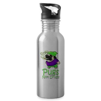 Pugs Not Drugs - Say No To Drugs Dog Owner - Trinkflasche mit integriertem Trinkhalm - Lightsilver - Rechts