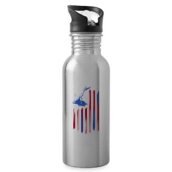 American Flag Deer - Trinkflasche mit integriertem Trinkhalm - Lightsilver - Rechts