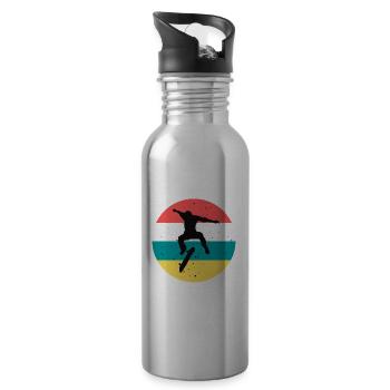 Skateboarding Vintage Retro Skateboarder Skateboar - Water bottle with straw - silver - Right