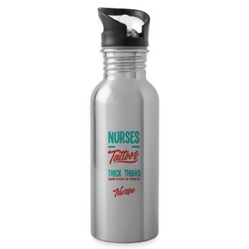 Krankenschwester Pfleger Krankenpfleger - Trinkflasche mit integriertem Trinkhalm - Lightsilver - Rechts