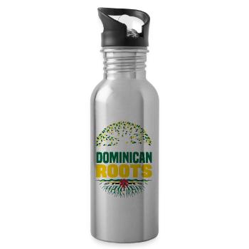 Dominican Roots Dominica Dominican Dominica Flag - Water bottle with straw - silver - Right