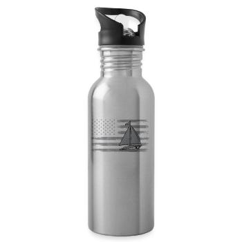 Segelschiff USA - Trinkflasche mit integriertem Trinkhalm - Lightsilver - Rechts