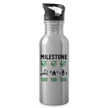 Gym Deadlifts Workout love - my hobby fitness rout - Water bottle with straw - silver - Right