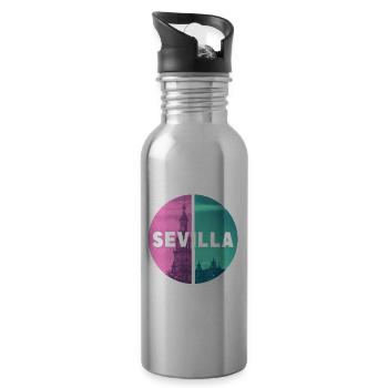 Seville Spain City Skyline Home Love Holiday - Water bottle with straw - silver - Right