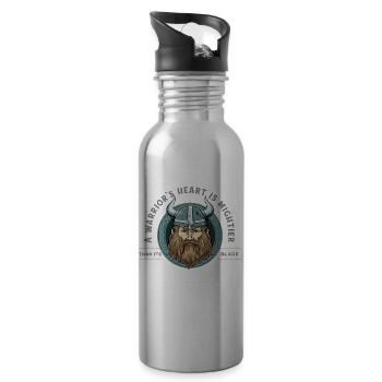 Walhalla Wikinger-Krieger - Nordische Kultur - Trinkflasche mit integriertem Trinkhalm - Lightsilver - Rechts