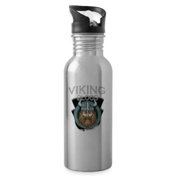 Walhalla Wikinger-Krieger - Nordische Kultur - Trinkflasche mit integriertem Trinkhalm - Lightsilver - Rechts