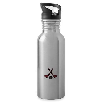 Hockey Men Women Cross Checking It s How I Hug - Water bottle with straw - silver - Right