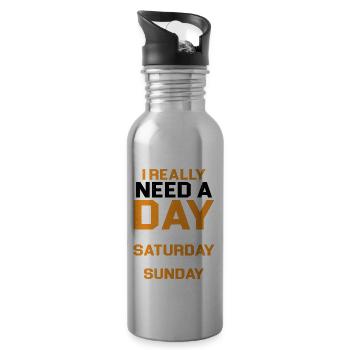 I Really Need A Day Between Saturday And Sunday - Trinkflasche mit integriertem Trinkhalm - Lightsilver - Rechts