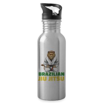 Brasilianisches Jiu Jitsu und Grappling - Jiu - Trinkflasche mit integriertem Trinkhalm - Lightsilver - Rechts