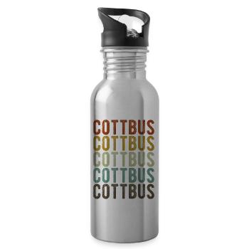 Cottbus Stadt Retro Vintage - Trinkflasche mit integriertem Trinkhalm - Lightsilver - Rechts