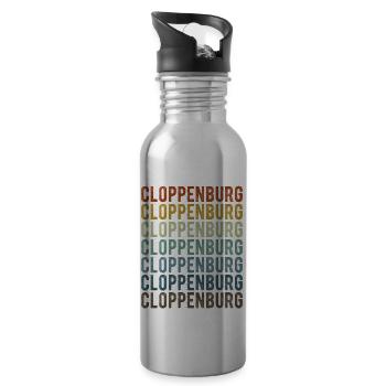 Cloppenburg Stadt Retro Vintage - Trinkflasche mit integriertem Trinkhalm - Lightsilver - Rechts