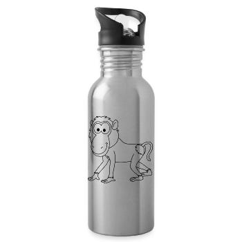 Monkey monkey comic - Water bottle with straw - silver - Right