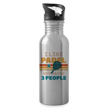 I Like Padel And Maybe 3 People für Padel - Trinkflasche mit integriertem Trinkhalm - Lightsilver - Rechts