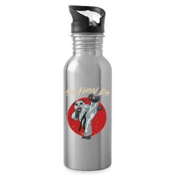 Taekwondo Panda - Lustige TKD Koreanische - Trinkflasche mit integriertem Trinkhalm - Lightsilver - Rechts