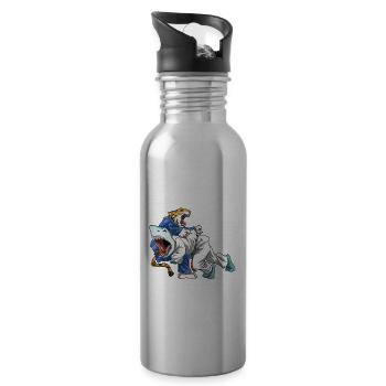 Ground Shark Jiu Jitsu - Brasilianisches Jiu Jitsu - Trinkflasche mit integriertem Trinkhalm - Lightsilver - Rechts