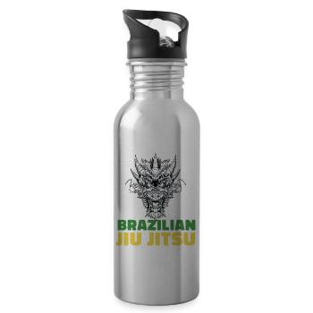 Brasilianisches Jiu Jitsu und Grappling - MMA BJJ - Trinkflasche mit integriertem Trinkhalm - Lightsilver - Rechts