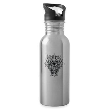 Brasilianisches Jiu Jitsu Drachen - BJJ MMA - Trinkflasche mit integriertem Trinkhalm - Lightsilver - Rechts