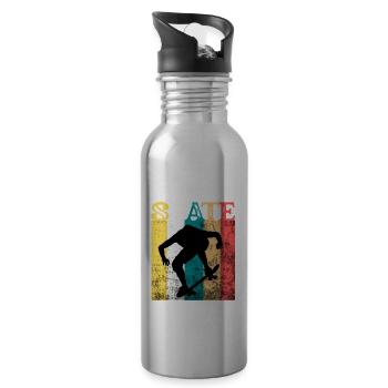 Skate Skateboarder Skateboard Retro Vintage - Trinkflasche mit integriertem Trinkhalm - Lightsilver - Rechts