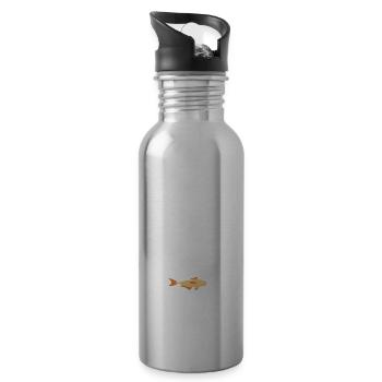 Here Fishy Fishy Funny Vintage Fishing T-Shirt - Water bottle with straw - silver - Right
