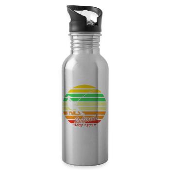 Awesome Retro Retired Fishermen T-Shirt Present - Trinkflasche mit integriertem Trinkhalm - Lightsilver - Rechts