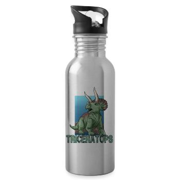 Velociraptor für einen Dino Fan und Dinosaurier - Trinkflasche mit integriertem Trinkhalm - Lightsilver - Rechts