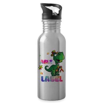 Autism See The Able Not The Label - Water bottle with straw - silver - Right
