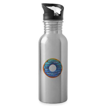 I Run For Donuts – Funny Sarcastic Quote Donut - Water bottle with straw - silver - Right