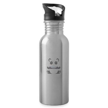 Life Is Better With A Panda Cute Awesome Design - Water bottle with straw - silver - Right