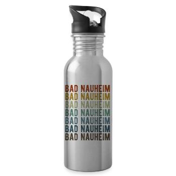 Bad Nauheim Stadt Retro Vintage - Trinkflasche mit integriertem Trinkhalm - Lightsilver - Rechts