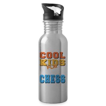 Cool Kids Play Chess Awesome Retro T-Shirt - Trinkflasche mit integriertem Trinkhalm - Lightsilver - Rechts