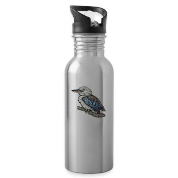 Kookaburra I Eisvogel Naturschutz für Ornithologe - Trinkflasche mit integriertem Trinkhalm - Lightsilver - Rechts